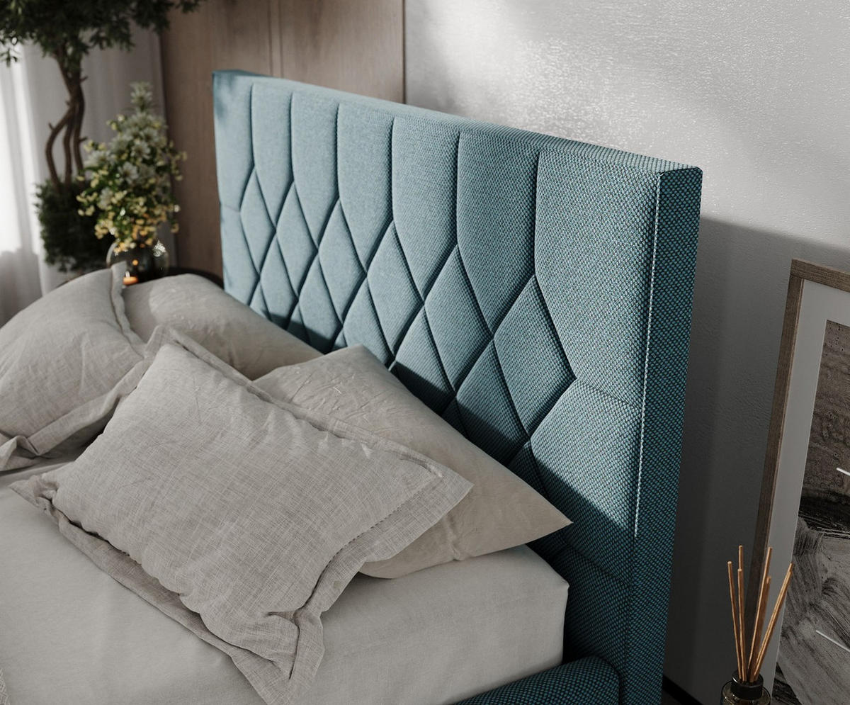 POLSTERBETT Brisa 140/200 cm Türkis im Inari Stoff - Türkis/Schwarz, Holz/Holzwerkstoff (140/200cm) - AltaBeds