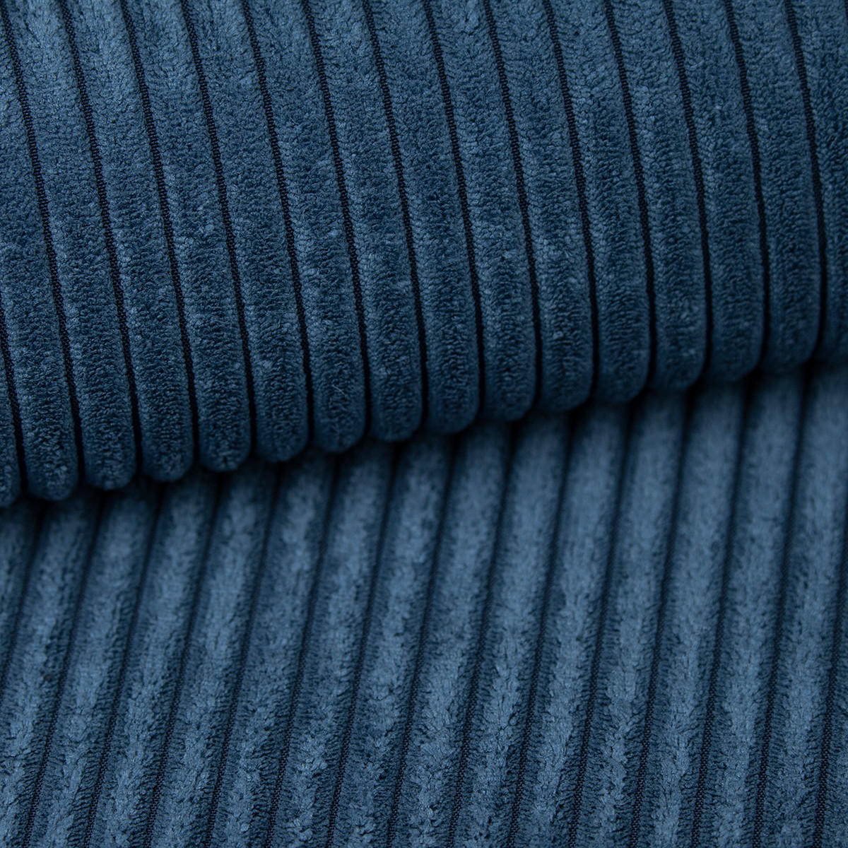 WOHNLANDSCHAFT SARMO P Blau Kordstoff mit Schlaffunktion - Blau, Holz (347/70/148cm) - MASSENO