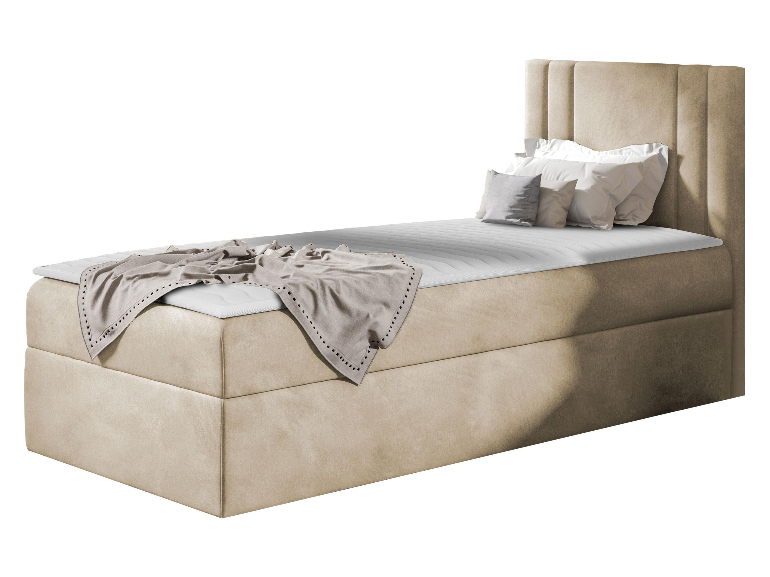 BOXBETT Carmen Mini, Seite zum Öffnen des Bettkastens: Rechts - Naturfarben, Holz (90/200cm) - MIRJAN24
