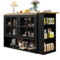 SIDEBOARD 138-204/39/102,5 cm Schwarz aus MDF mit Glas - Schwarz, Holzwerkstoff (39/102.5/138cm) - OKWISH