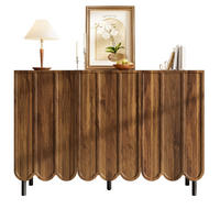 SIDEBOARD 120/35/80 cm in Walnussfarben mit Wellentüren und verstellbaren Regalböden - Naturfarben, Holzwerkstoff (35/80/120cm) - Flora Grace