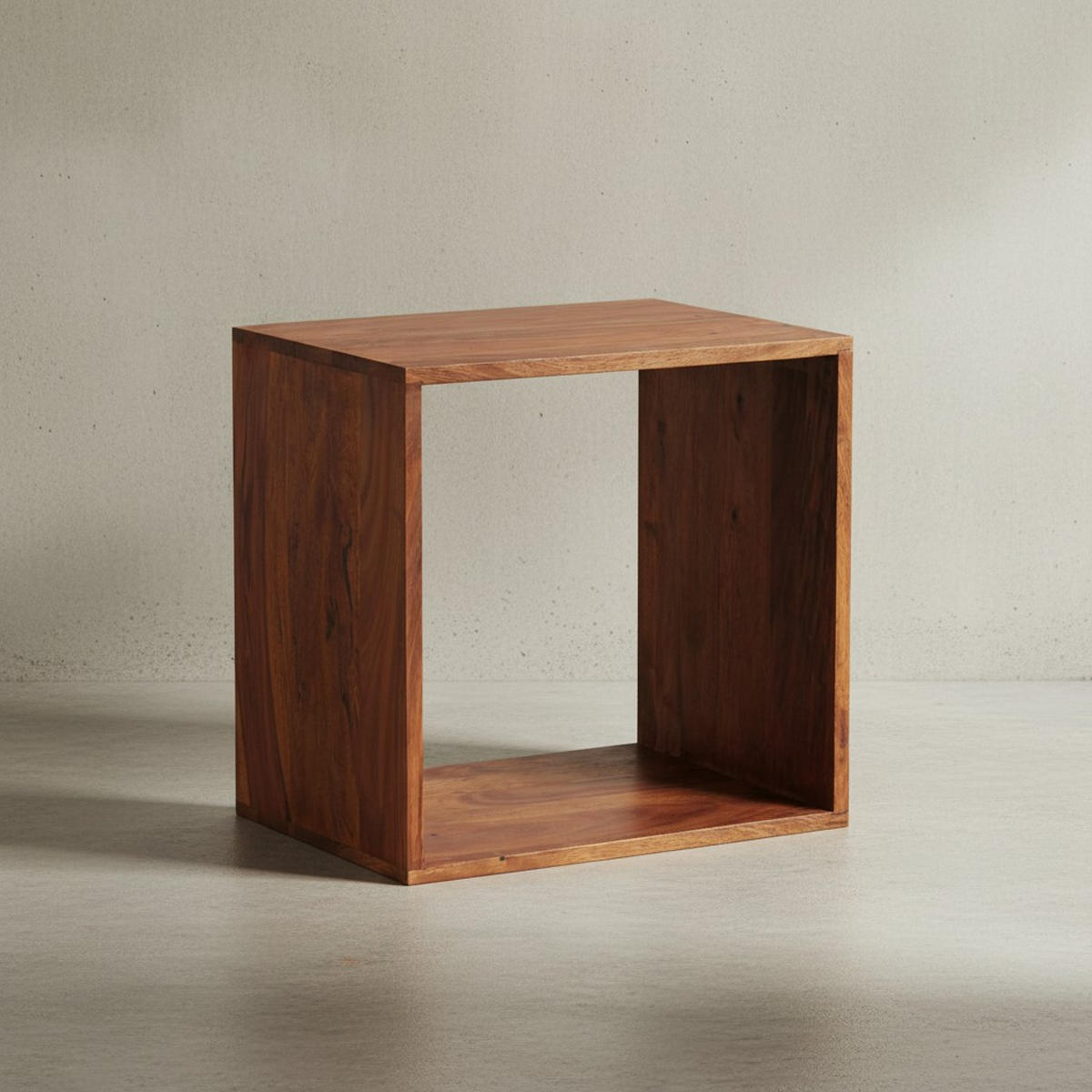 BEISTELLTISCH Massivholz Regalform Cube NAKO, Braun 43x33x43 cm - Braun, Holz (33/43/43cm) - KADIMA DESIGN