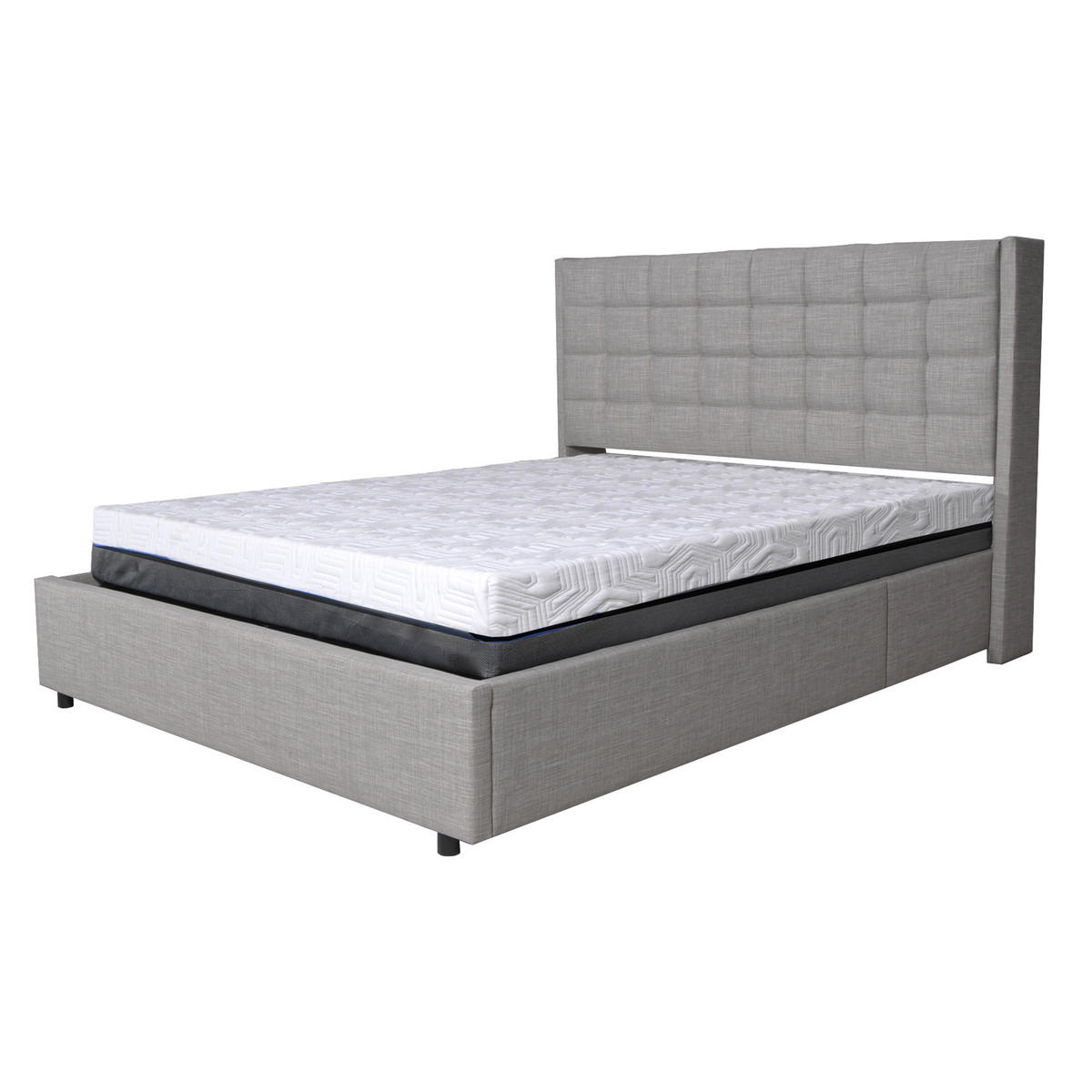 BETTKASTEN WEMBLEY mit Lattenrost/ Bett 140x190 - Hellgrau - Grau, Holzwerkstoff (140/190cm) - Weber Industries