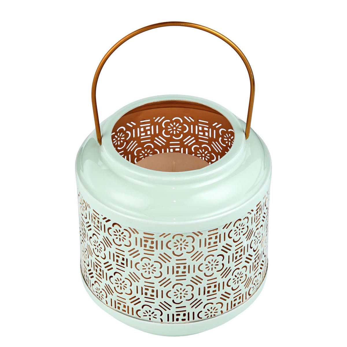 LATERNE Wabi Sabi Blumen - Eisen - Mintgrün, Metall (15/16/15cm) - Butlers