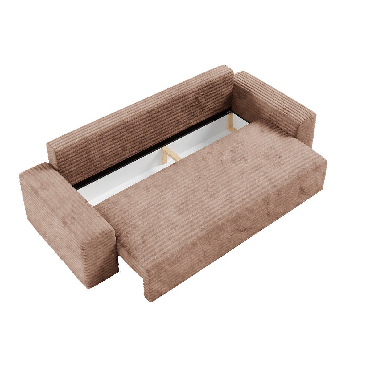 POHOVKA Fabio 3MÍSTNÁ Světle hnědá - hnědá, dřevo (260/82/102cm) - Petits-meubles
