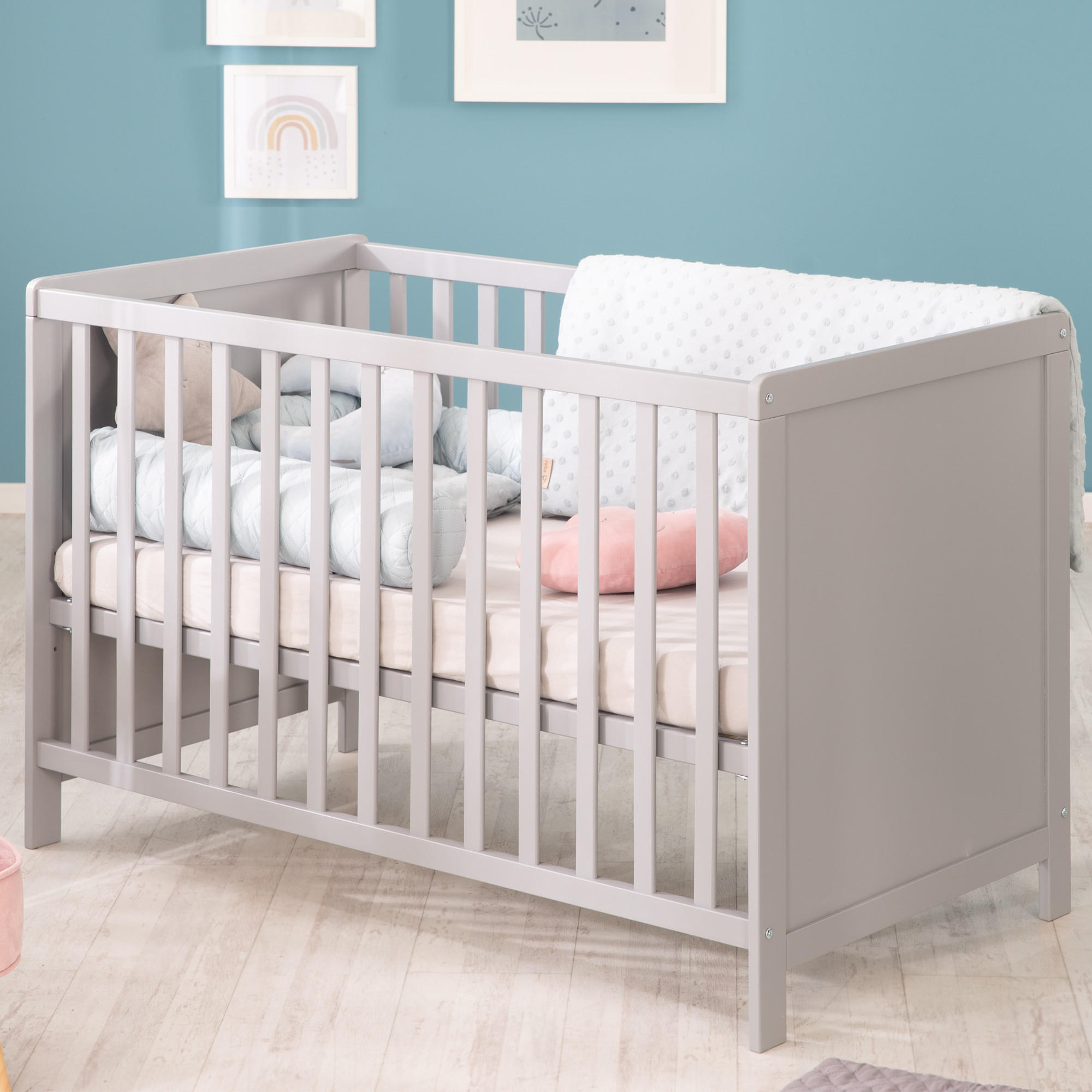 BABYBETT 2-in-1 - Taupe, Holzwerkstoff (60/120cm) - Roba