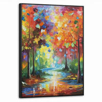 LEINWAND Bilder mit Rahmen - Landschaft - Wald - Farben - Natur - 70x100 - Multicolor, Textil (70/100cm) - MuchoWow