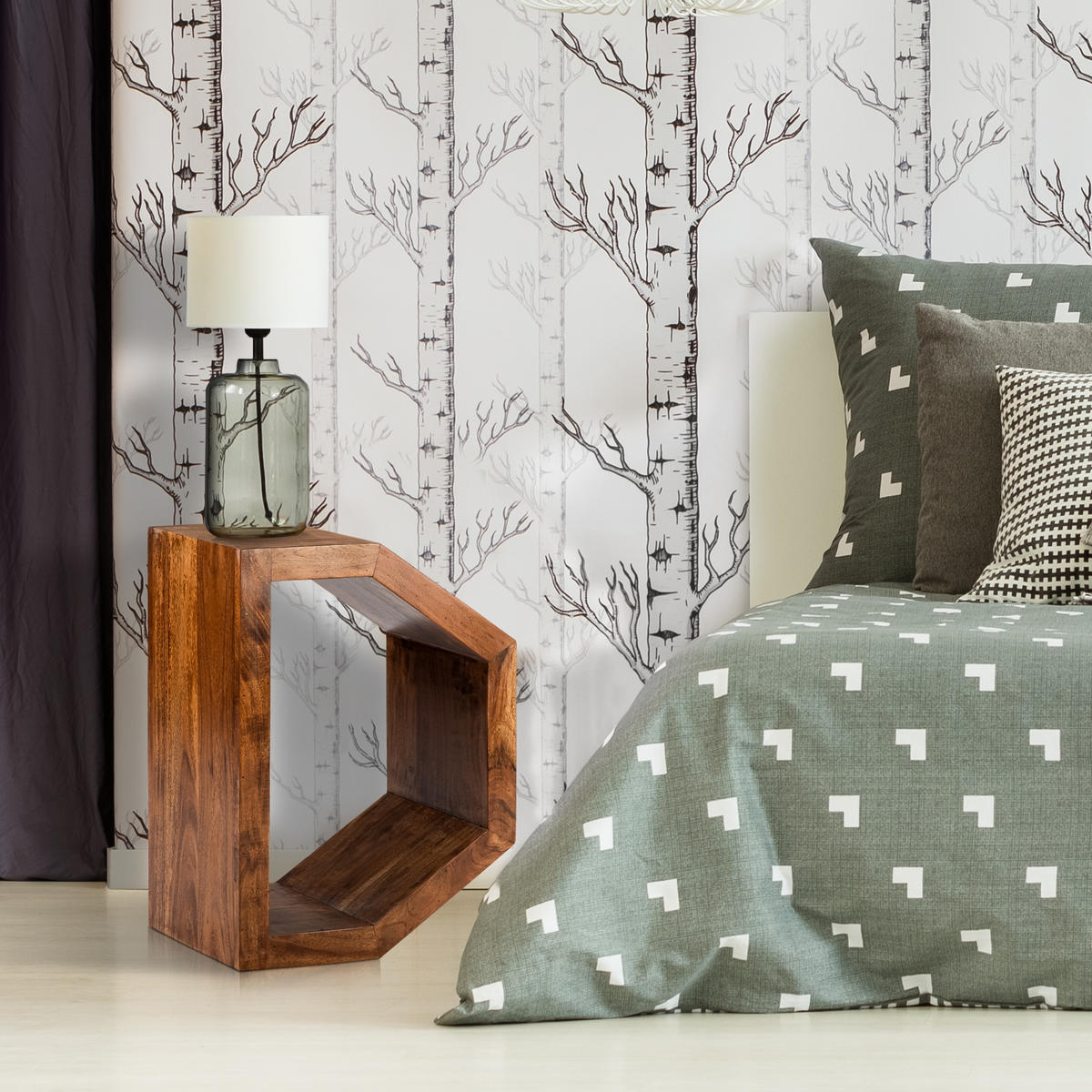 BEISTELLTISCH D-Form 60 cm Braun aus Akazienholz - Dunkelbraun, Holz (45/30/60cm) - WOMO-DESIGN
