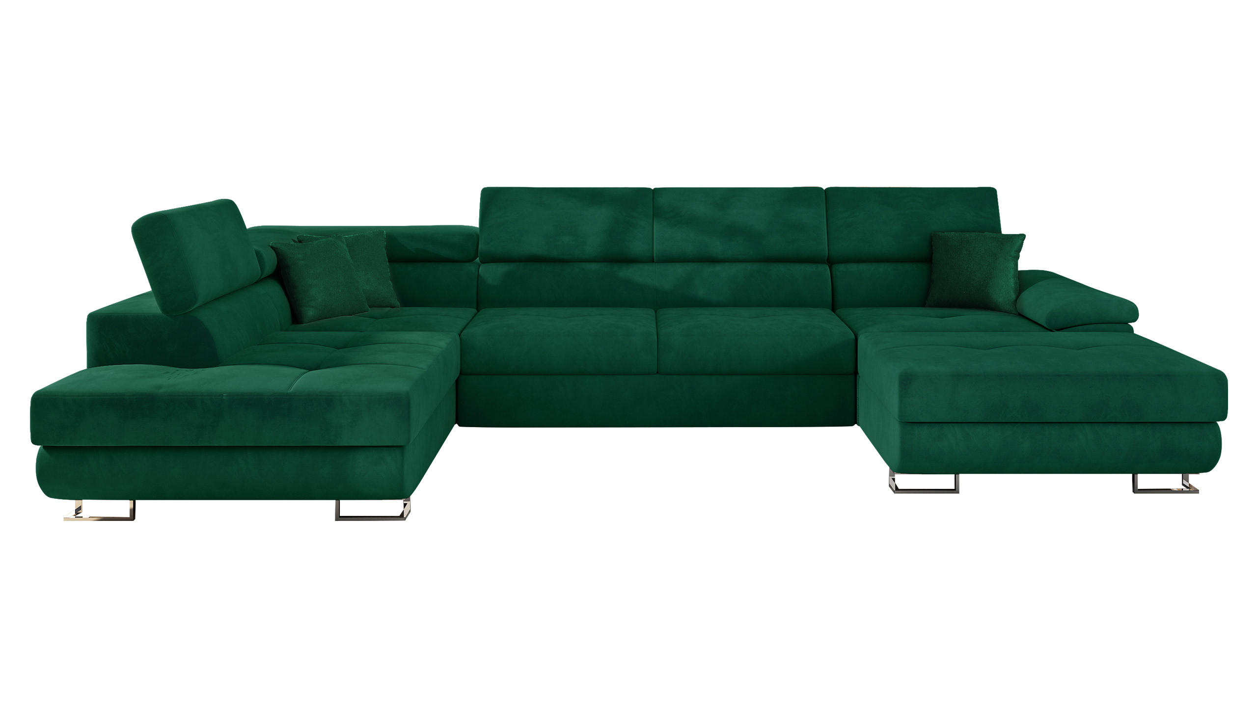 WOHNLANDSCHAFT Cotere Bis, Seite: Links - Waldgrün, Holz/Textil (345/91/202cm) - MIRJAN24
