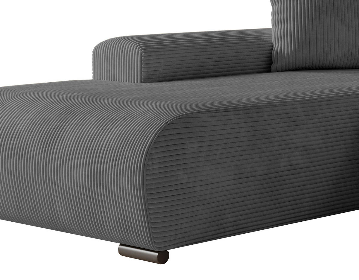 ECKSOFA Nelly mit Bettkasten und Schlaffunktion, Cordstoff in L-Form - Dunkelgrau, Textil (270/185cm)