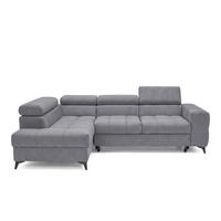 ECKSOFA PUDDING S Links mit Schlaffunktion 125x195 Velours Dunkelgrau - Dunkelgrau/Schwarz, Holz/Textil (177/275cm) - Muffo