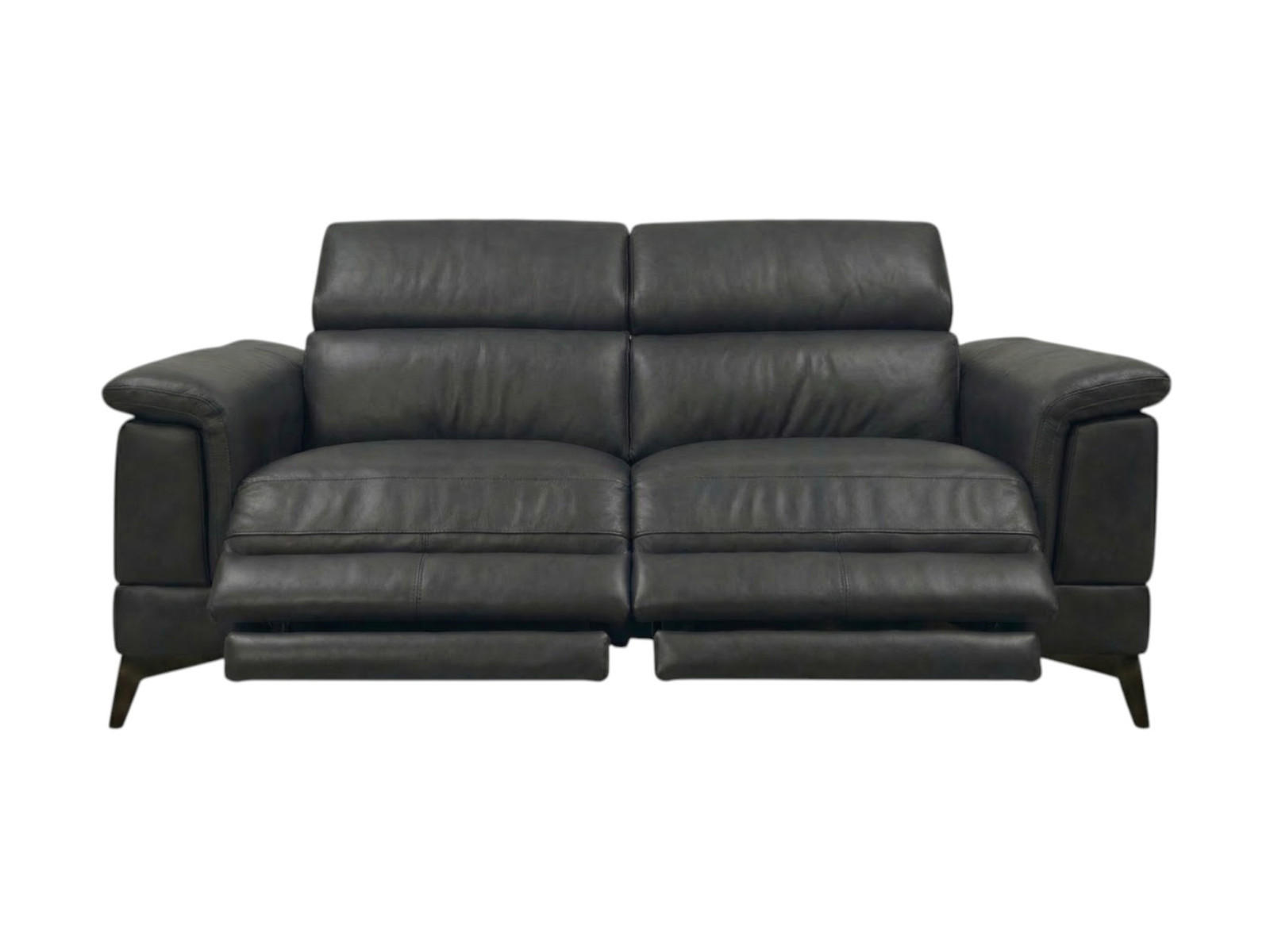 3-SITZER Sofa Planet Echtleder mit 2 x Relaxfunktion Anthrazit - Anthrazit, Leder/Metall (200/80/110cm)