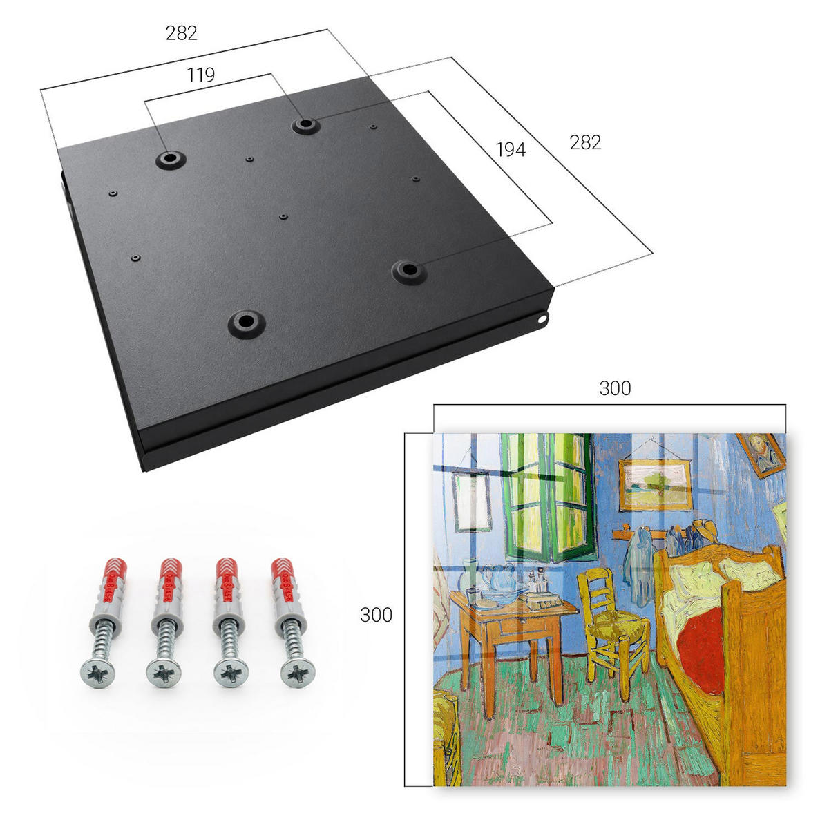 SCHLÜSSELBOX Schwarz 30x30 cm- Türöffnung nach rechts - Gemütliches Zimmer - Blau, Metall (30/30/5cm) - TULUP