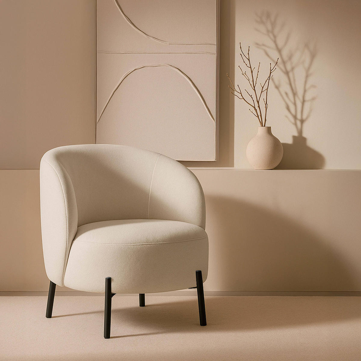 RELAXSESSEL, Beige - Beige, Textil (66/76/73cm) - Oviala