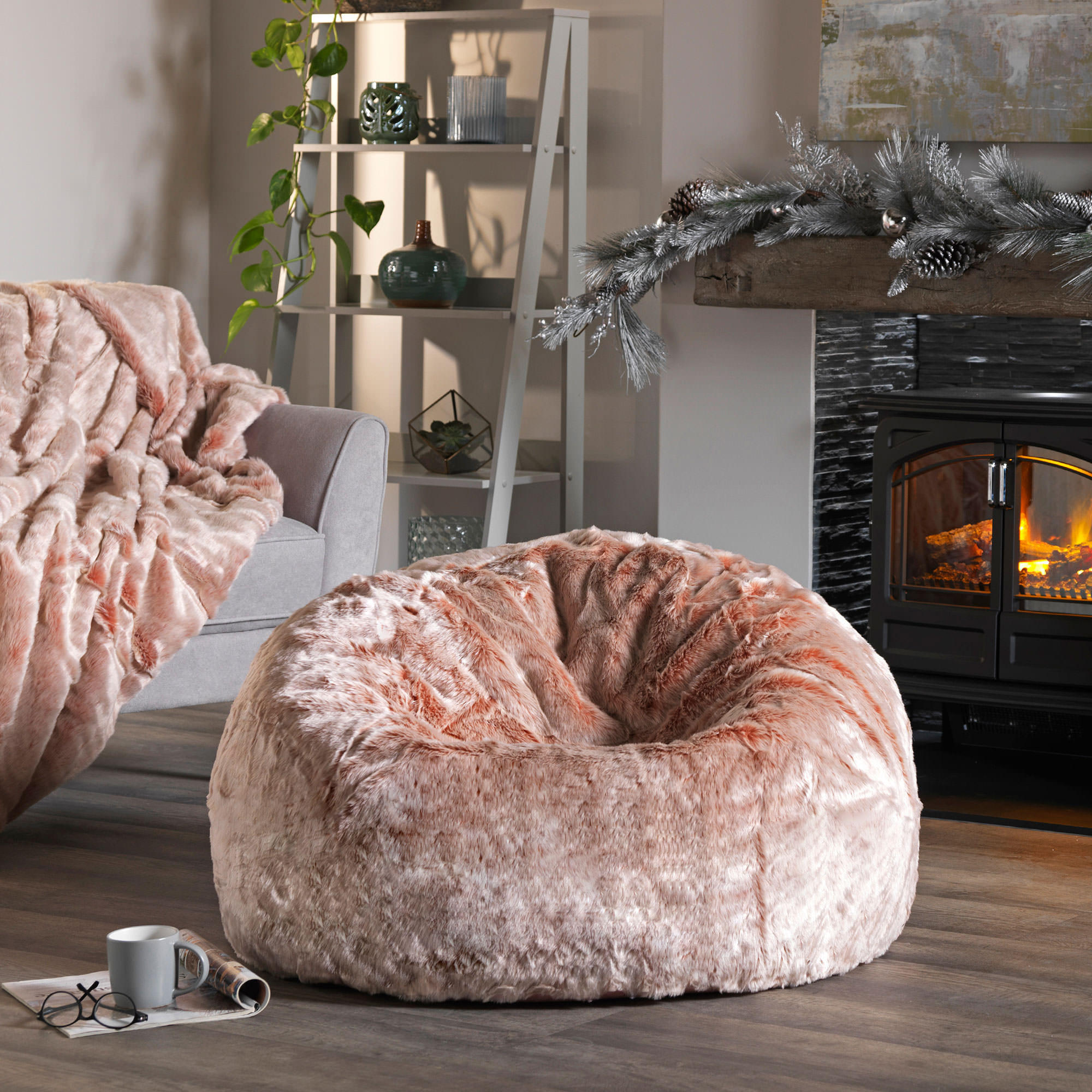 SITZSACK Kingston aus Kunstfell - Pink, Kunststoff (85/50/85cm) - icon
