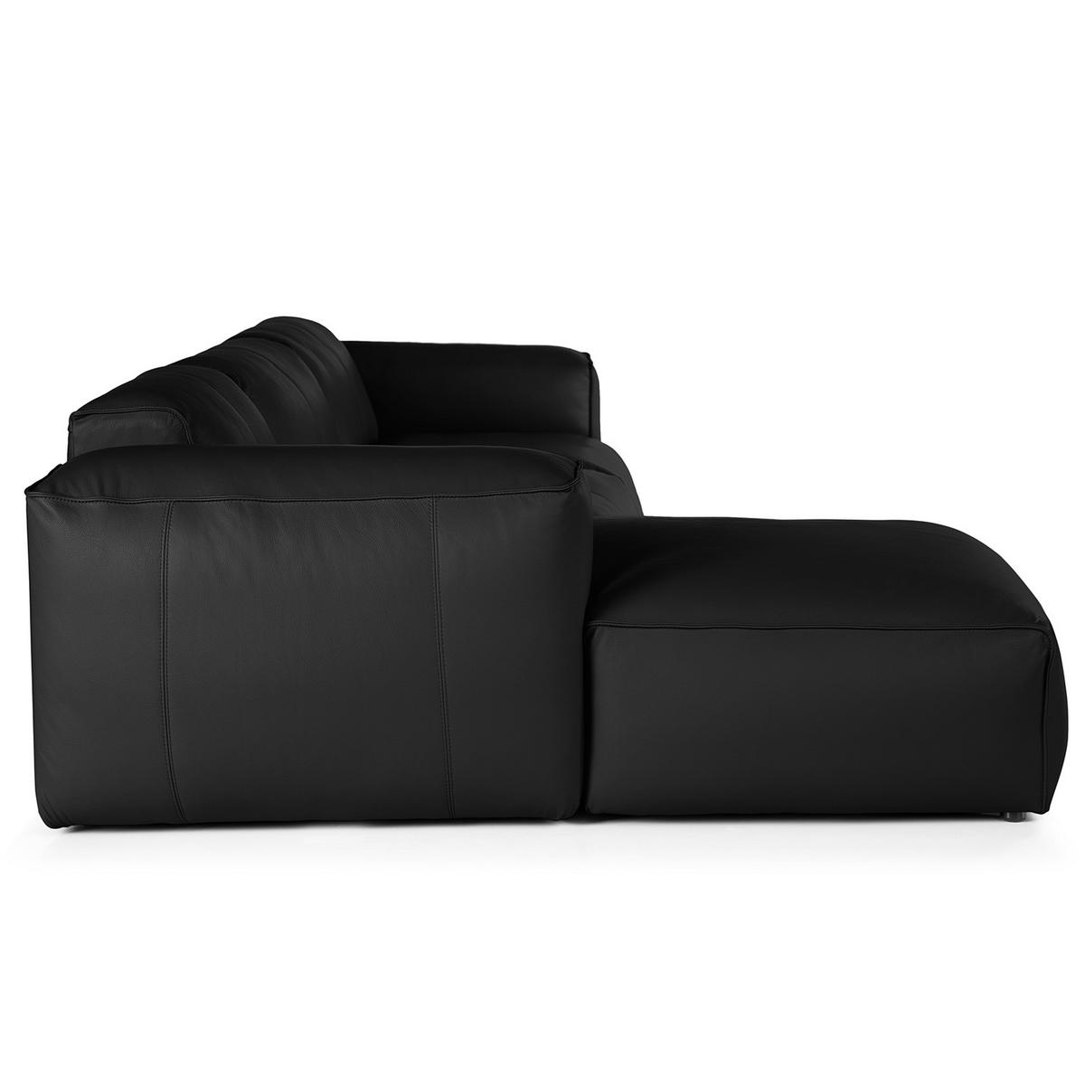 3-SITZER ECKSOFA mit Longchair - Schwarz, Leder/Kunststoff (284/173cm) - home24