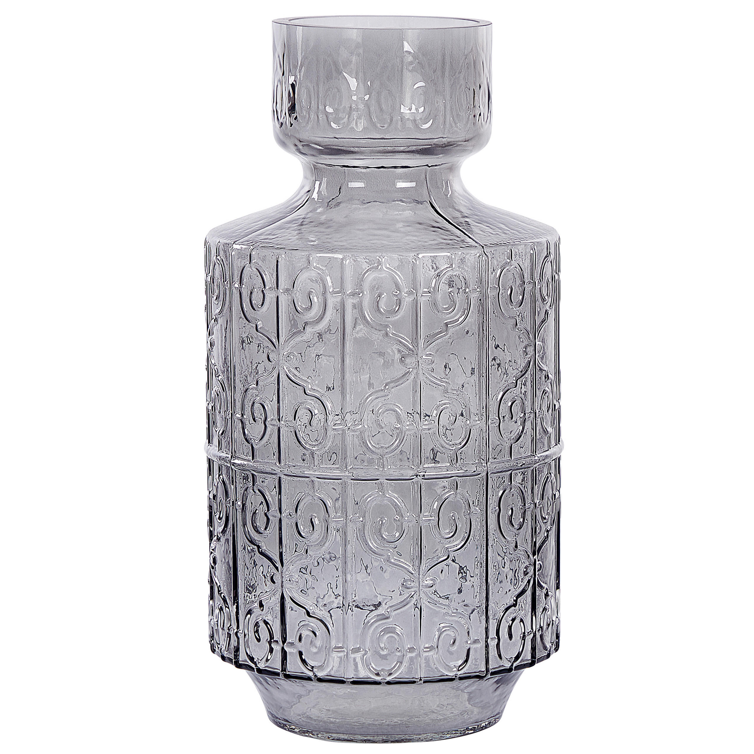 BLUMENVASE Glas grau Dikella - Grau, Glas (33cm) - Beliani