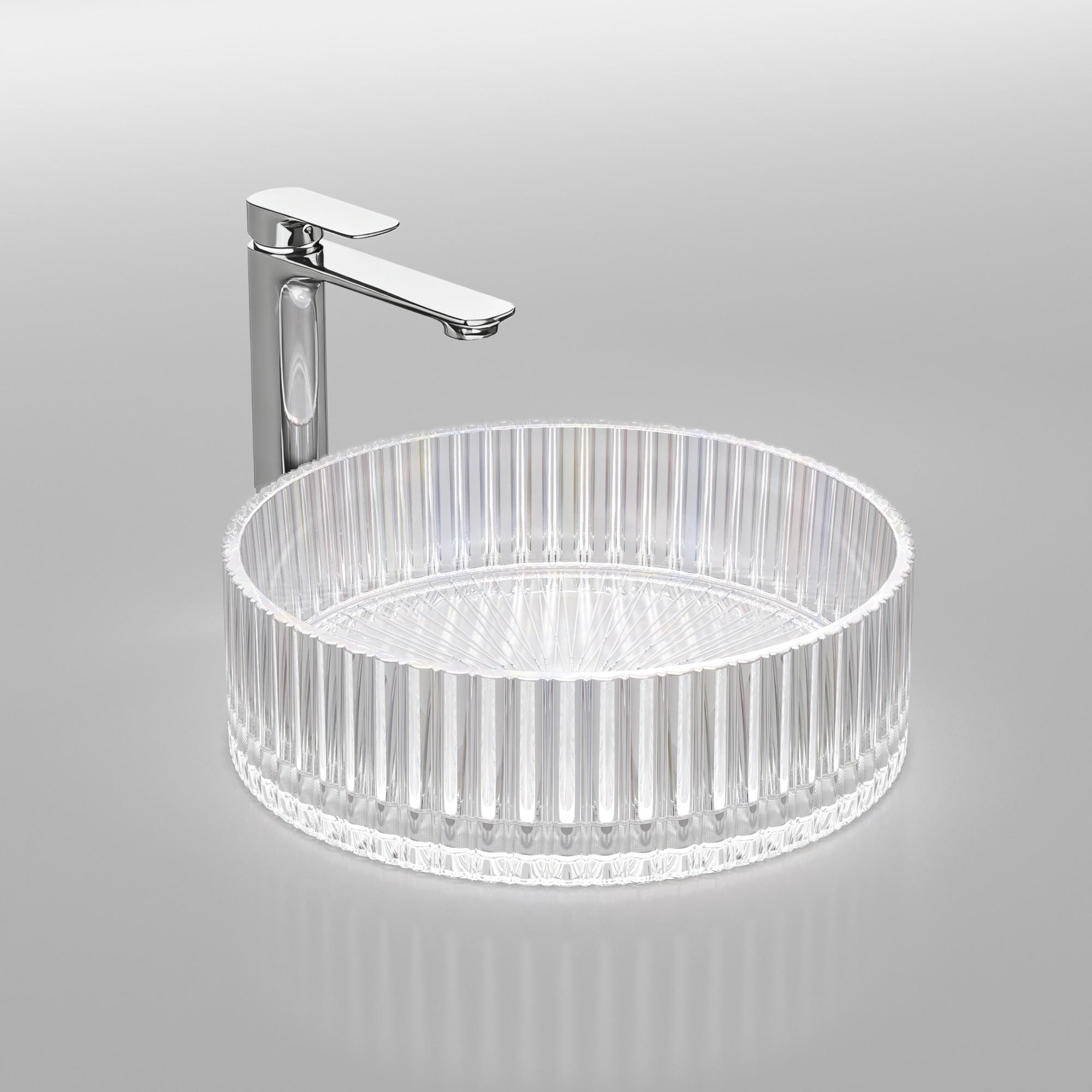 WASCHBECKEN Klarglasspüle Regenbogen Ø40 / 12 cm - Roségold, Glas (40/12/40cm) - EMKE