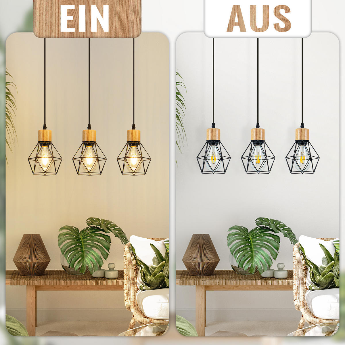 PENDELLEUCHTE Everett 43/15/146 cm - Schwarz, Metall (43/15/146cm) - ZMH