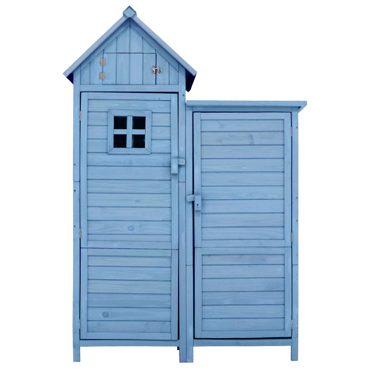 GERÄTEHAUS 118x54x173cm Blau Wetterfest Mit PVC-Dach - Blau, Holzwerkstoff (54/173/118cm) - FLIEKS