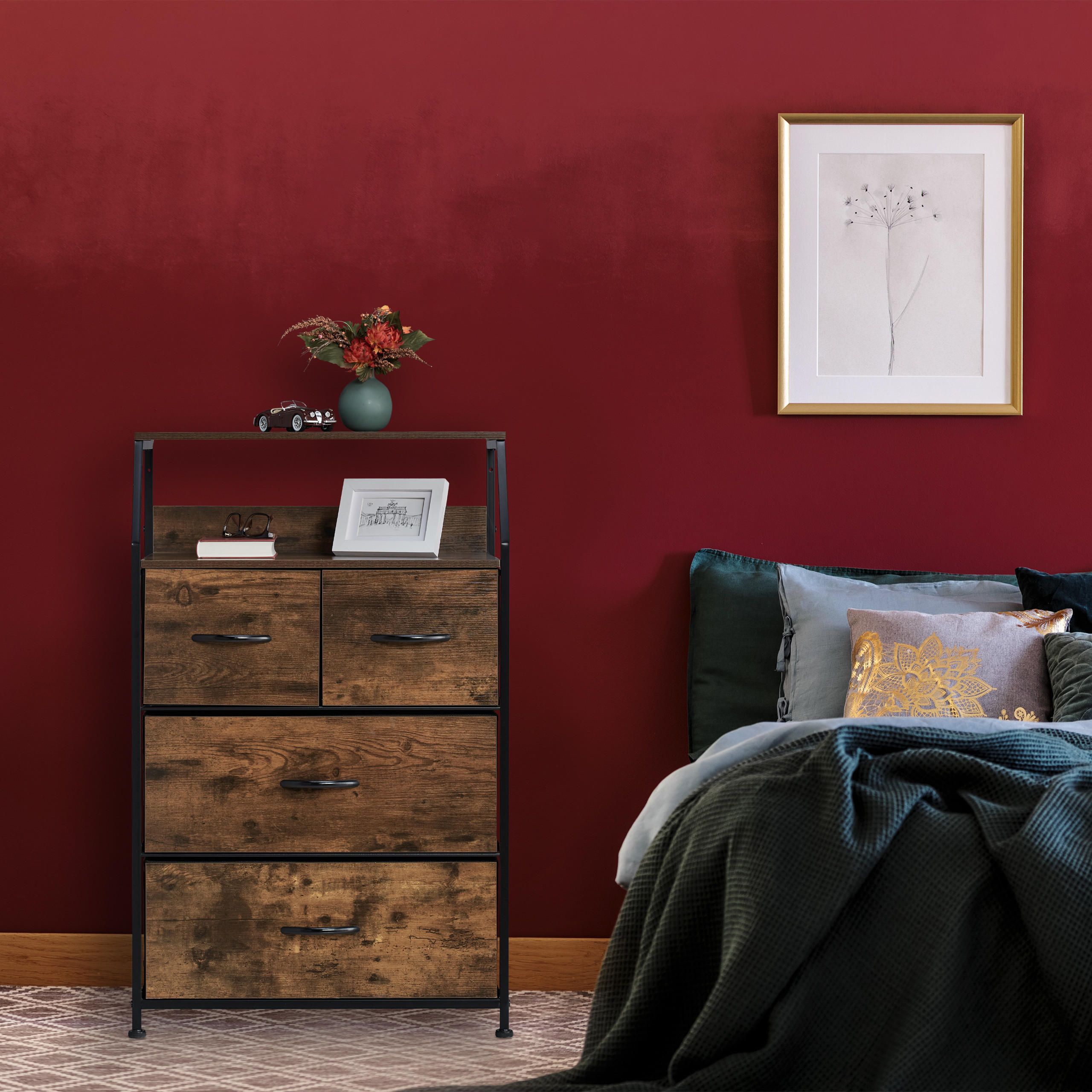 KOMMODE - Dunkelbraun, Holz/Holzwerkstoff (60/96.5/41.5cm) - Relaxdays