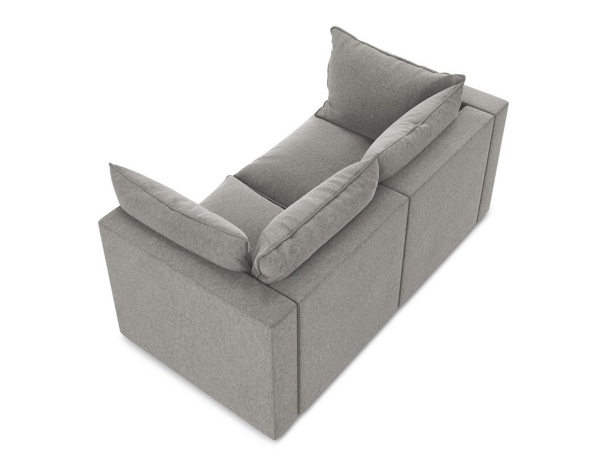 2-SITZER SOFA Samt Stoff Grau - Schwarz/Grau, Holzwerkstoff/Kunststoff (180/77/90cm) - Makamii