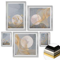 WANDBILDER 5er Set - 50x50 cm & 20x30 cm & 40x60 cm Silberner Rahmen - Weiße Pferde - Silberfarben, Kunststoff (40/60cm) - ArtPrintCave