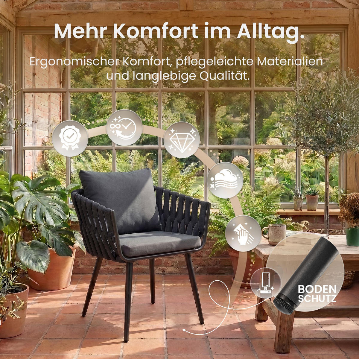 GARTENSTUHL Metall Anthrazit - Anthrazit, Metall (61/43/56cm) - CLP