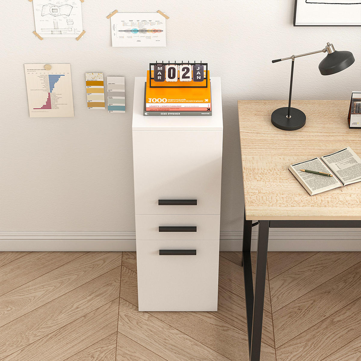 BÜRO-BÜCHERREGAL, weiß 30/30/85 cm - Weiß, Holzwerkstoff (30/85/30cm)