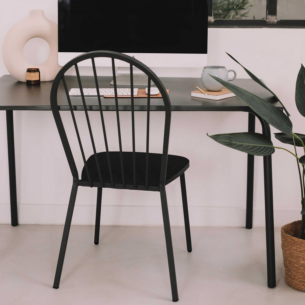 GARTENSTUHL, Grau - Grau, Metall (53/94/57cm) - Oviala