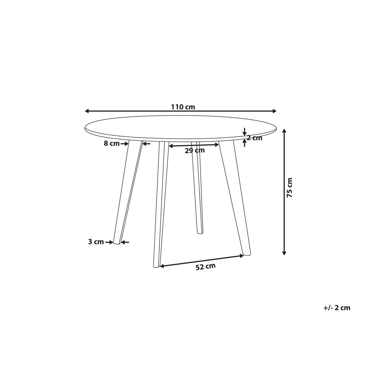ESSTISCH 110/110/75 cm Grau, Weiß, Schwarz Rund Kenton - Grau, Holzwerkstoff (110/110/75cm) - Beliani
