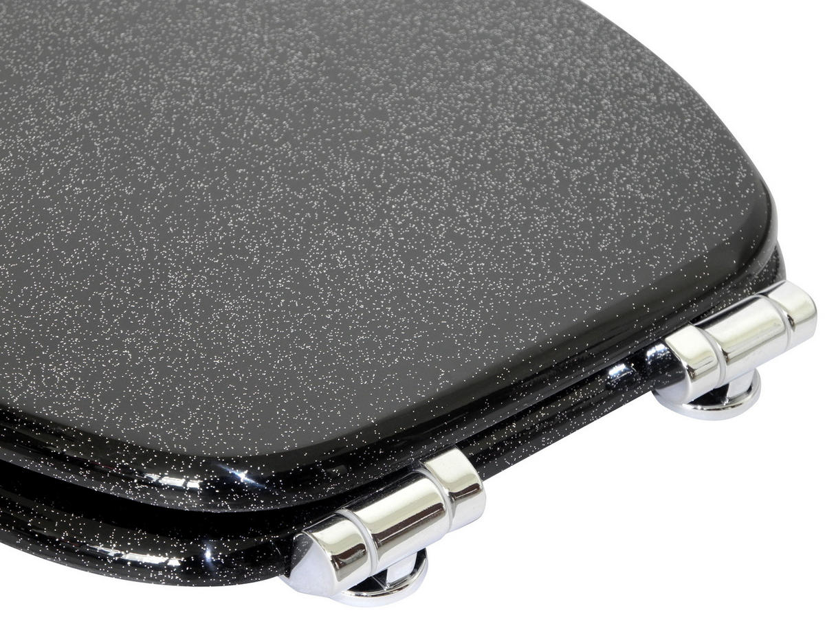 WC-SITZ Glitzer Schwarz - Schwarz, Holzwerkstoff (38/6/47cm) - Sanilo