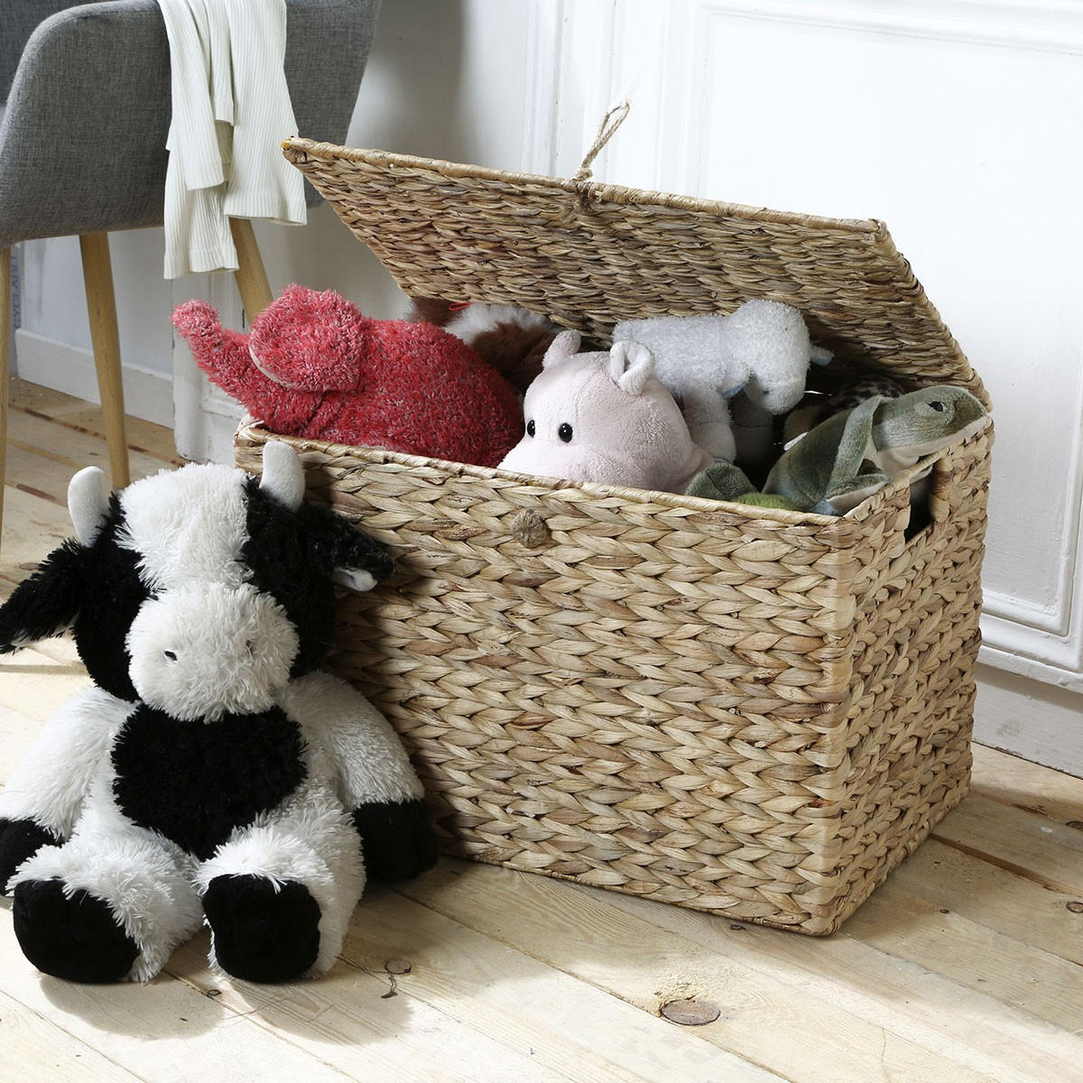 WASSERHYAZINTHEN-TRUHE mit Deckel 50/33/35 cm - Eichefarben, Naturmaterialen (35/33/70cm) - Calicosy