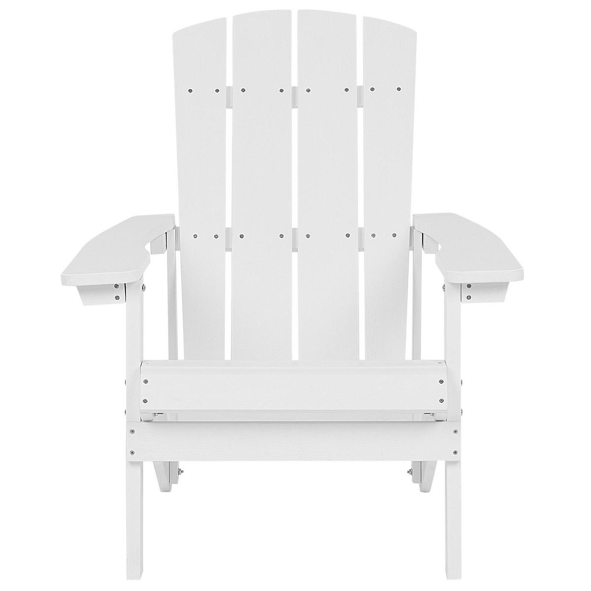 VRTNI STOL umetni les bela Adirondack - bela, umetna masa (75/88/88cm) - Beliani