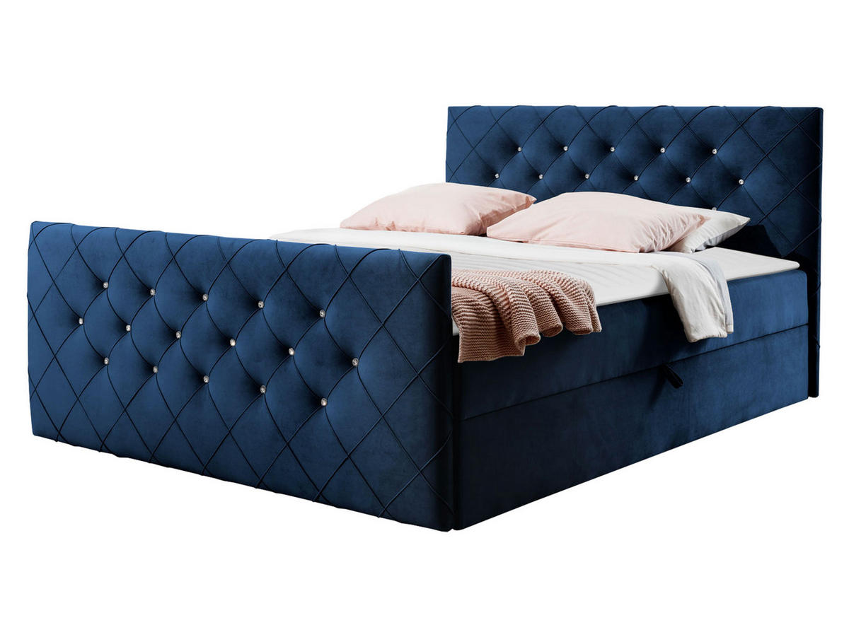 BOXBETT Malaga - Dunkelblau, Holz (200/200cm) - MIRJAN24