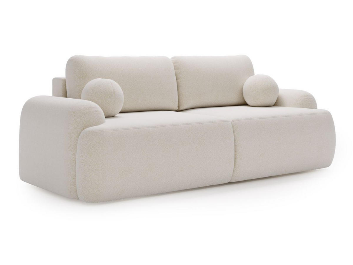 SOFA 260/106/81 Aurio Bouclé-Stoff Creme - Creme, Kunststoff/Textil (260/81/106cm) - Graingold