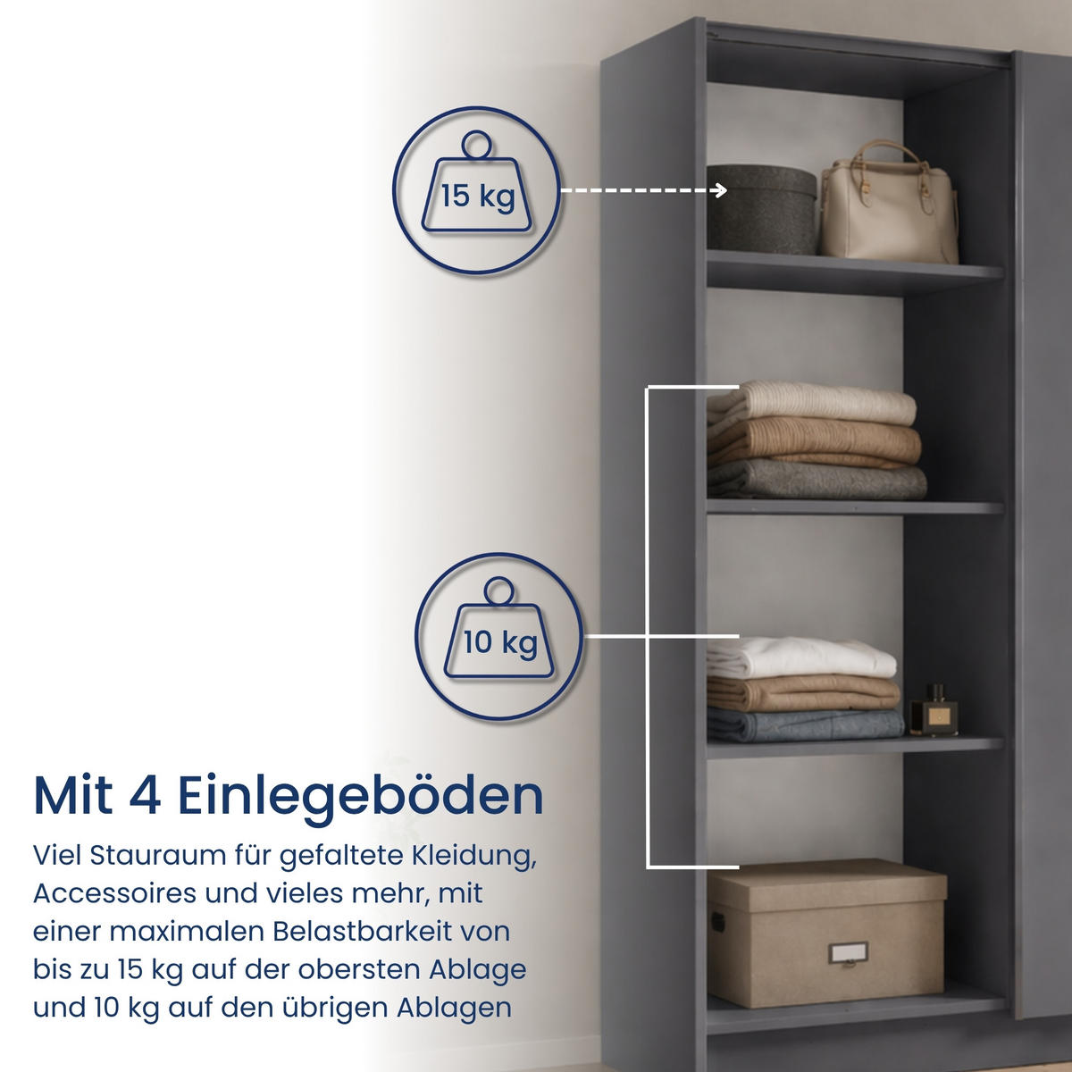 SCHWEBETÜRENSCHRANK 2-Türen 180 cm mit Spiegel in Graphit - Graphitfarben, Holzwerkstoff (62/198.5/180.6cm) - Home Collective