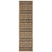 TEPPICH Jute Geometrisch-Design, nachhaltig NEATH SCOTT, Braun-Schwarz 60x230 cm - Braun, Naturmaterialien (60/230cm) - KADIMA DESIGN