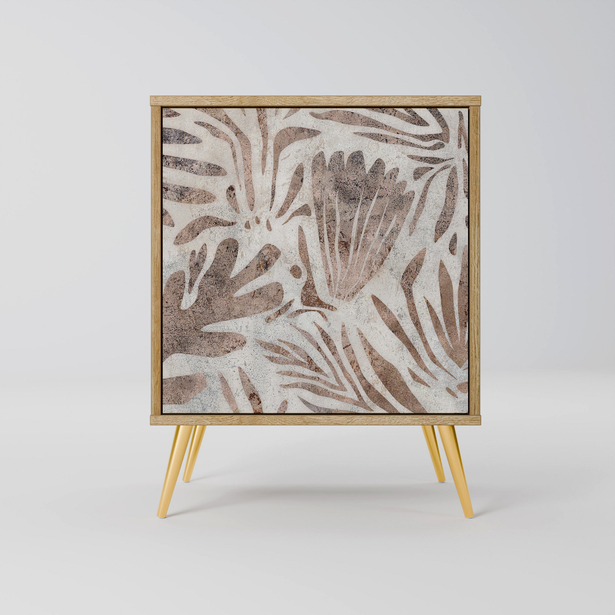 SIDEBOARD PASSING TIME, Eichefarben, 57,5x42x75,5 cm, Goldfarbene Metallfüße - Eichefarben/Goldfarben, Holzwerkstoff/Metall (57.5/75.5/42cm) - SpaceRebels