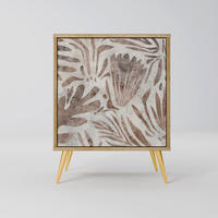 SIDEBOARD PASSING TIME, Eichefarben, 57,5x42x75,5 cm, Goldfarbene Metallfüße - Eichefarben/Goldfarben, Holzwerkstoff/Metall (57.5/75.5/42cm) - SpaceRebels