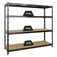 SCHWERLASTREGAL Goliath 180x200x60 cm Fachlast 350 kg 4 Ebenen Schwarz - Schwarz, Metall (200/180/60cm) - PROREGAL