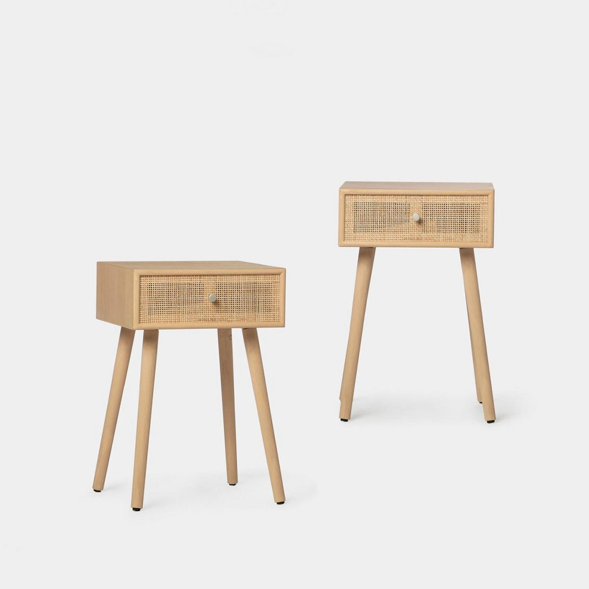 NACHTTISCH MIT 1 SCHUBLADE Lisa Natürlich 40 cm x 61 cm 2er-Set - Naturfarben, Holzwerkstoff (40/61/36cm) - Klast Home