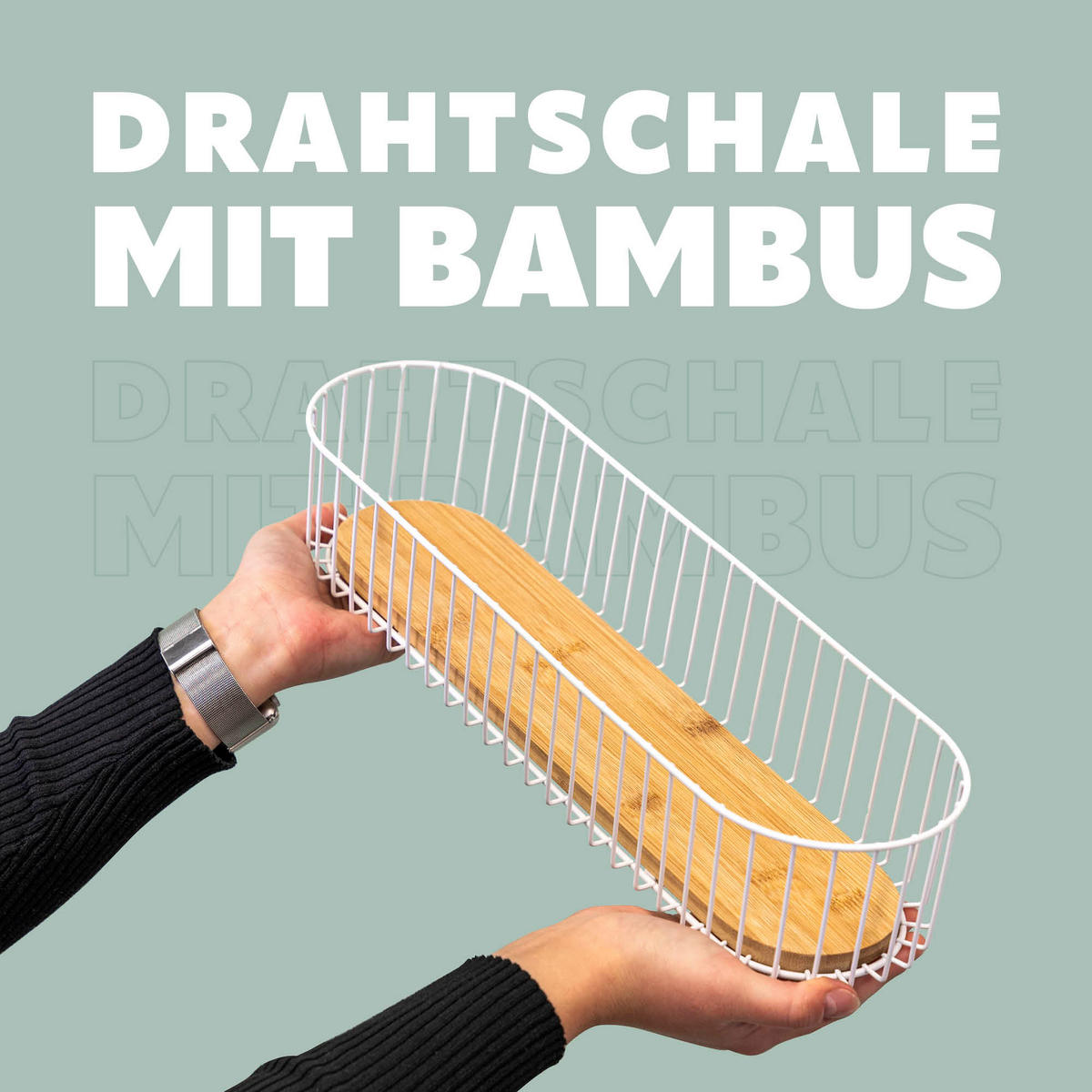 BROTKORB lang, Bambus/Metall weiß - Weiß, Metall (12.5/8.5/42cm) - eluno