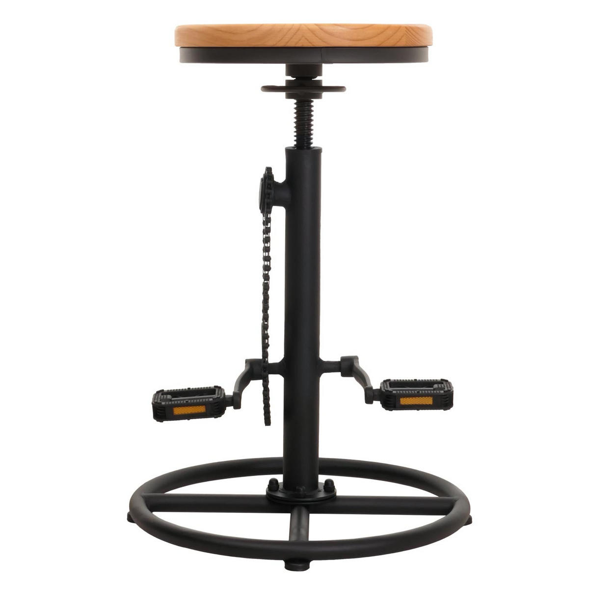 BARHOCKER mit Fußablage Sitzhöhe 61-85cm höhenverstellbar drehbar Fußablage Metall Massiv-Holz Natur - Braun, Holz/Metall (46/85/46cm) - PROREGAL