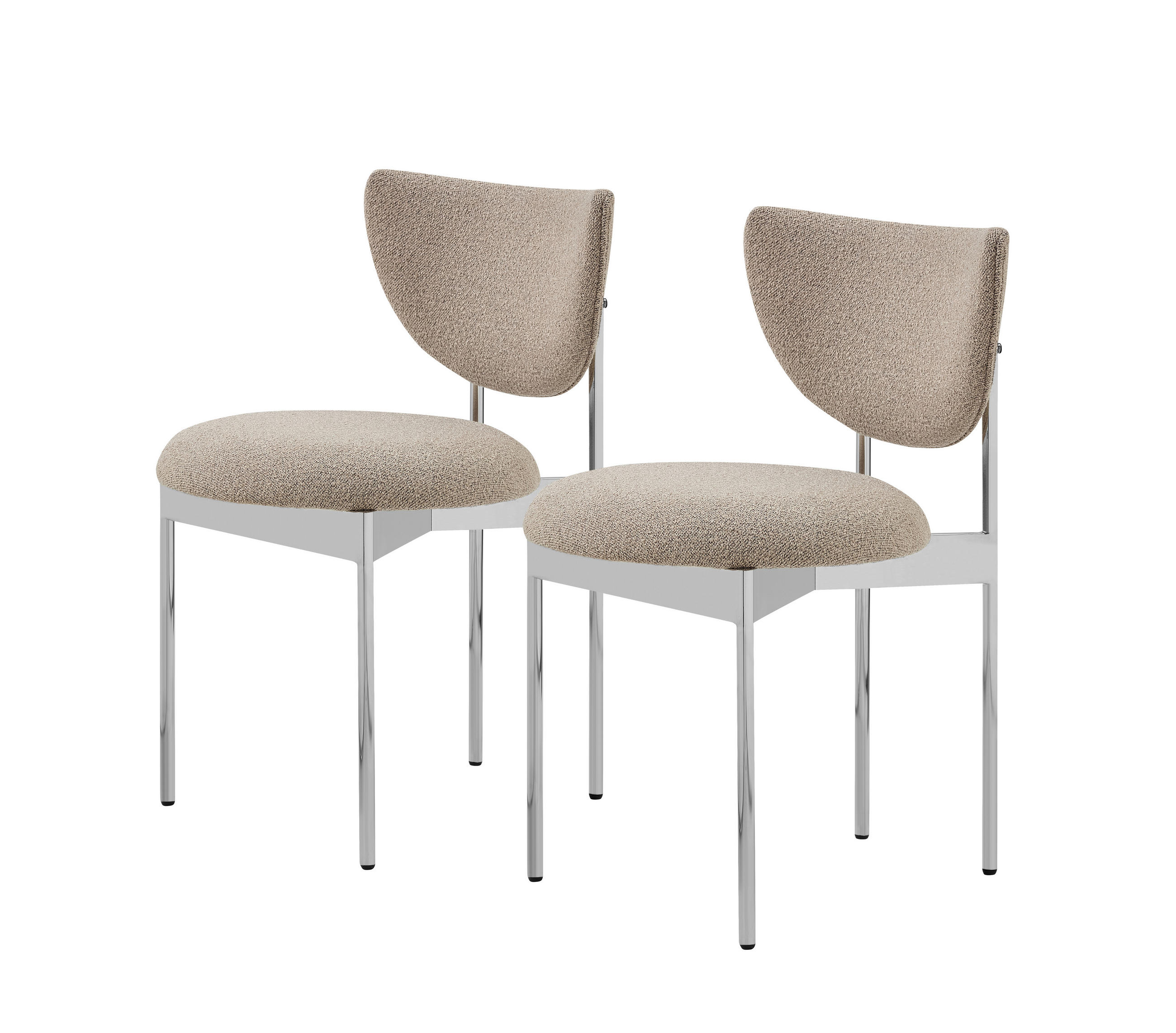 STUHL-SET DE-36862 2 Stück mit Stoffbezug Khaki - Sandfarben/Silberfarben, Metall (47/76/54cm) - ComfortXL