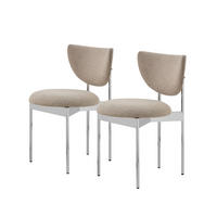 STUHL-SET DE-36862 2 Stück mit Stoffbezug Khaki - Sandfarben/Silberfarben, Metall (47/76/54cm) - ComfortXL