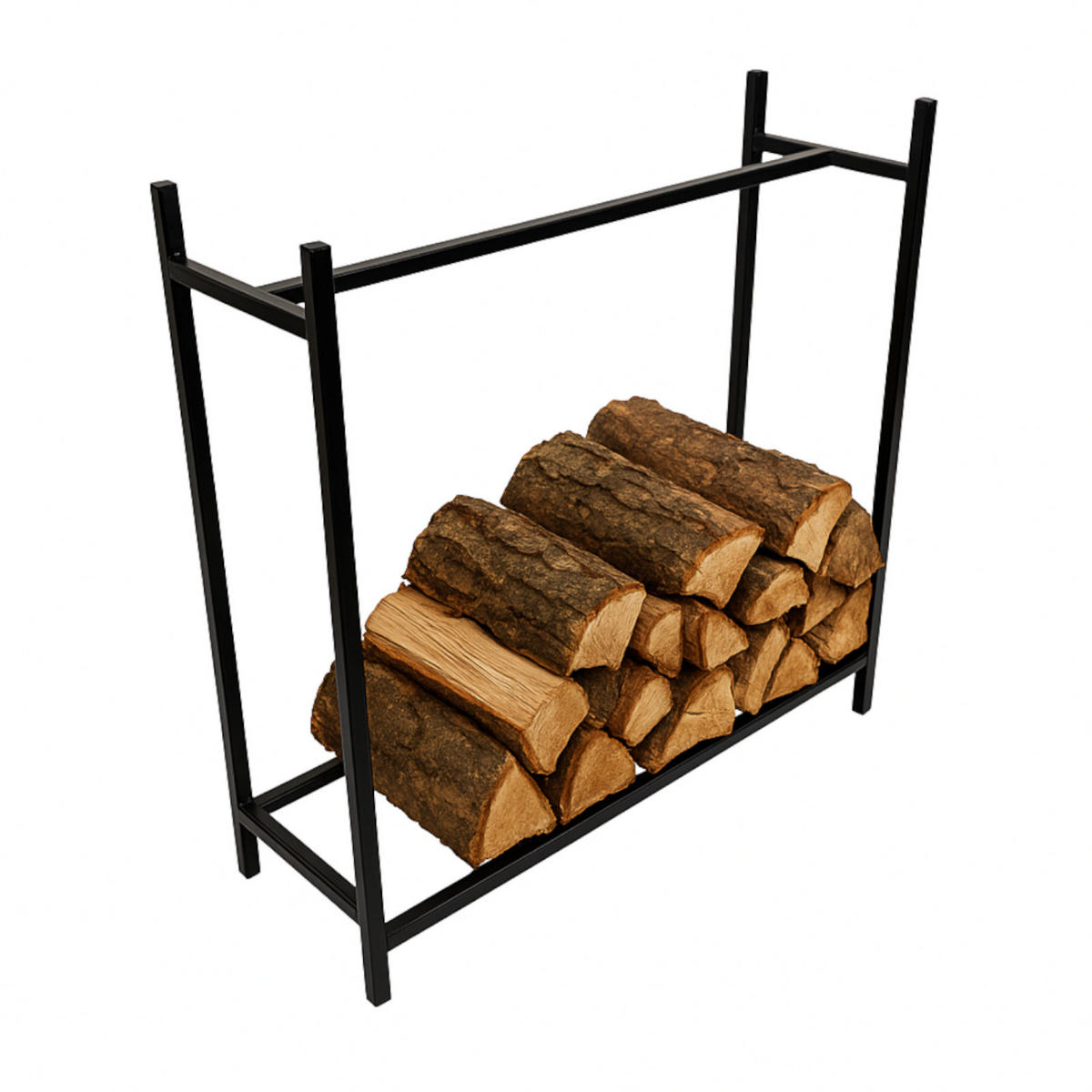 KAMINHOLZREGAL, Metall, Schwarz, stabil 110×35×110 cm - Schwarz, Metall (110/110/35cm) - Begryf