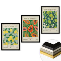 WANDBILDER 3er-Set - 40x60 cm Schwarzer Rahmen - Fruchtige Zitronen- und Papayamuster - Schwarz, Kunststoff (40/60cm) - ArtPrintCave