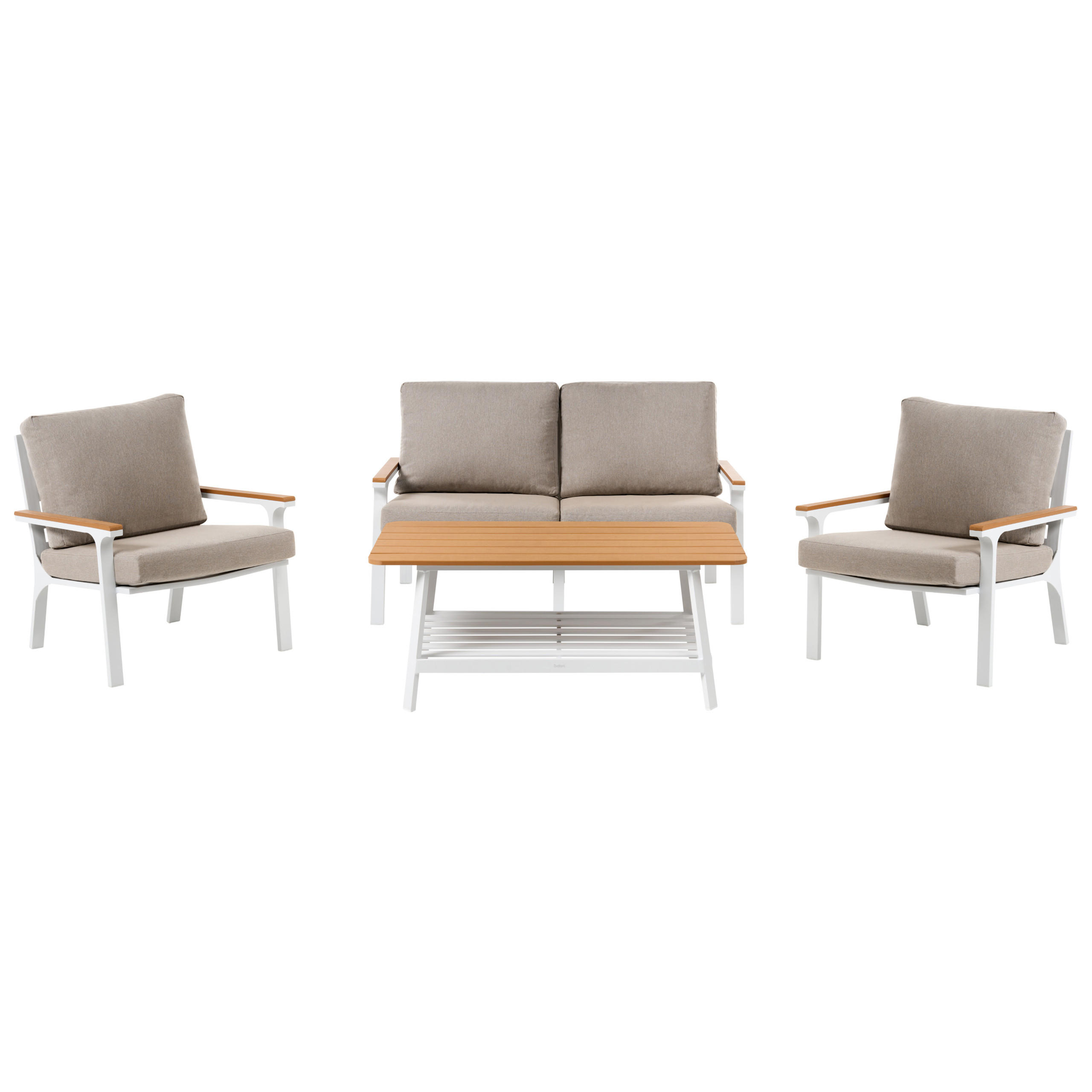 LOUNGE-SET mit Tisch 4-Sitzer Taupe Orero - Hellbraun/Beige, Metall - Beliani