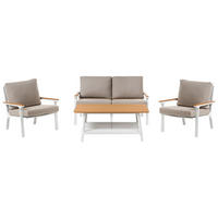 LOUNGE SADA se stolem 4-místná Taupe Orero - bílá/hnědá, kov - Beliani